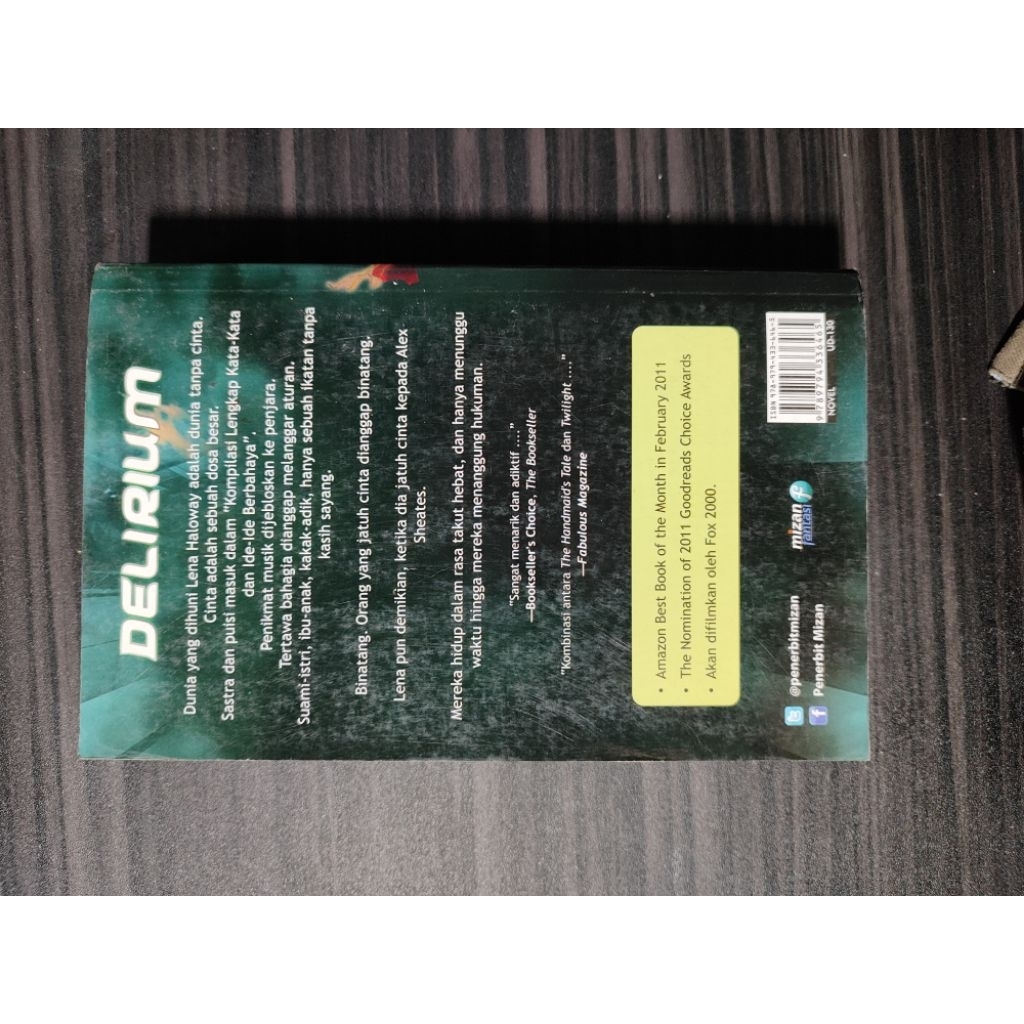 Buku Bekas Novel Romance Delirium