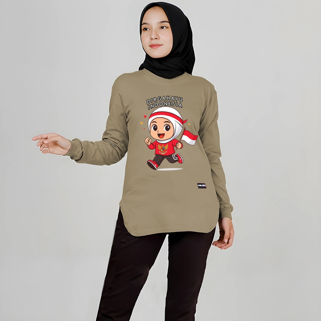 baju kaos lengan panjang wanita kaos lengan panjang wanita motif agustusan merah putih kekinian