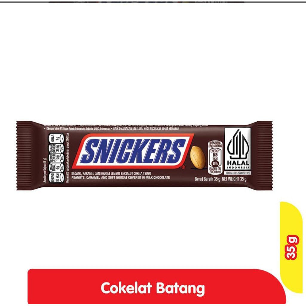 

Snickers Coklat Batang 35gr/Coklat Snickers