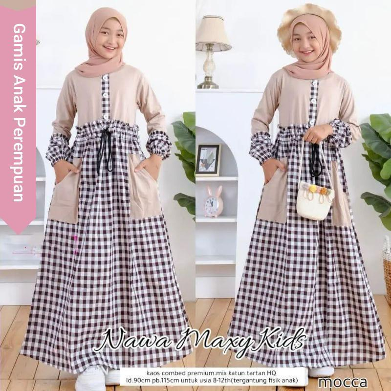 TERBARU  Nawa Maxy Kids / Baju Syari Anak Perempuan Terbaru 2022 / gamis terbaru 2022 modern lebaran