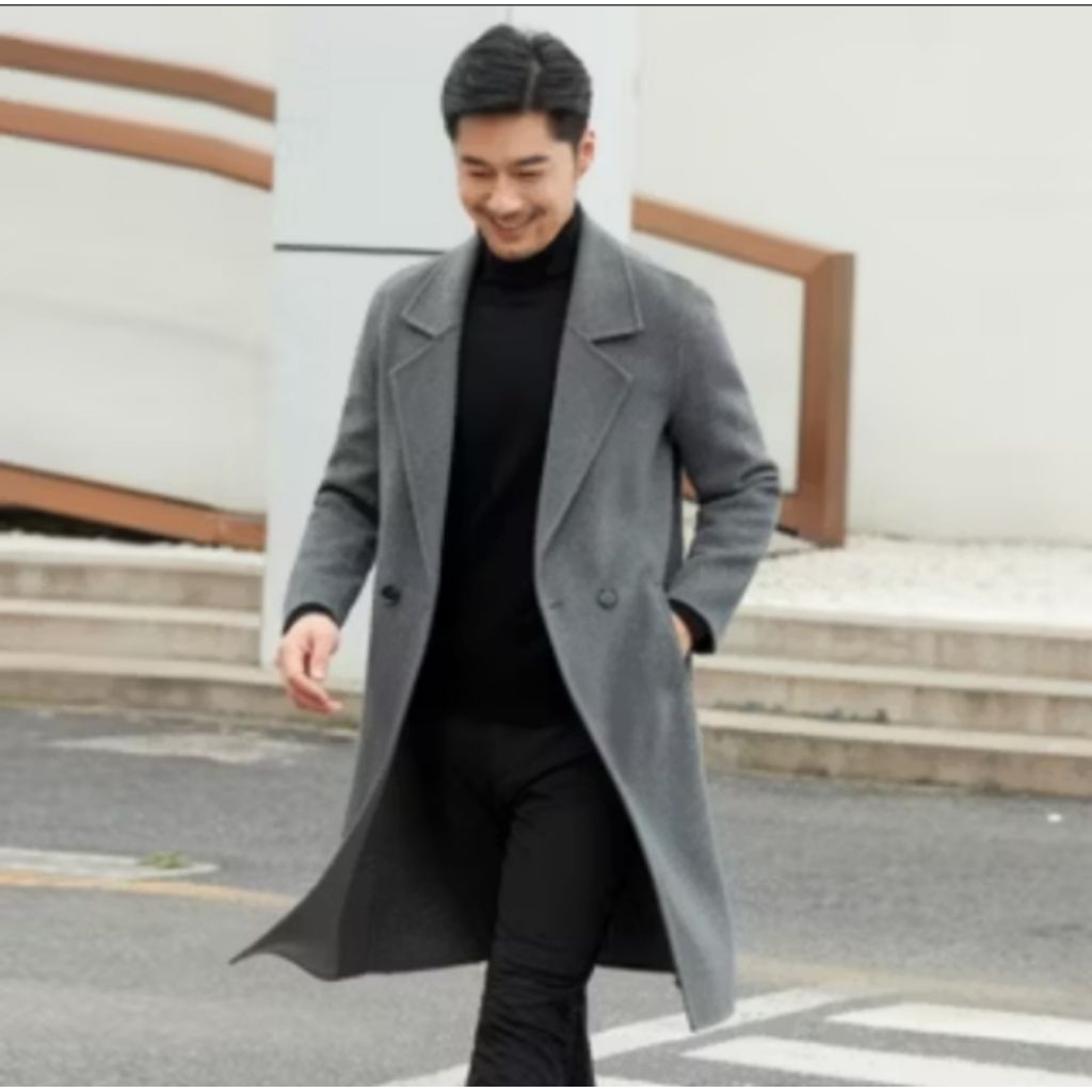 Premium Jas Panjang Pria Long Coat Tebal/ Jaket Jubah Musim Dingin