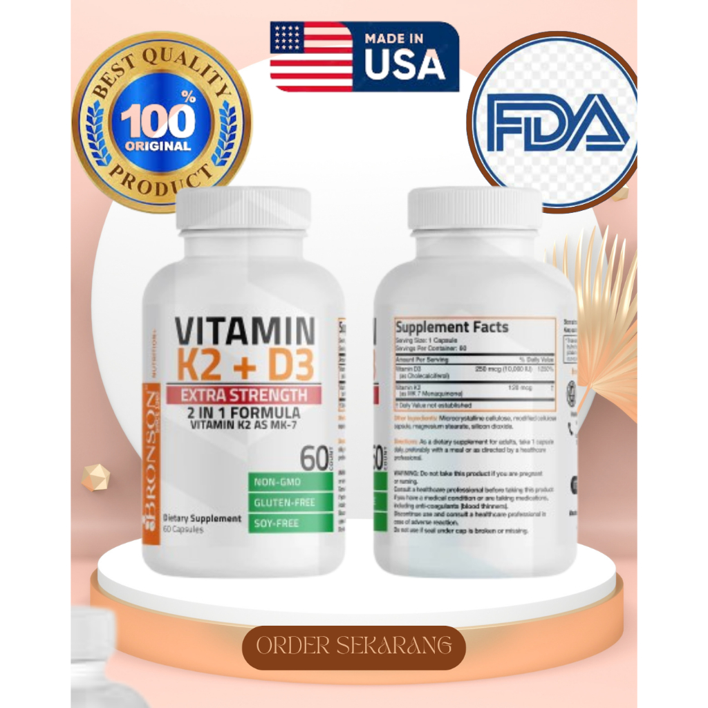 BRONSON Vitamin K2 D3 Bronson 5000IU 60 KAPSUL- TERLARIS