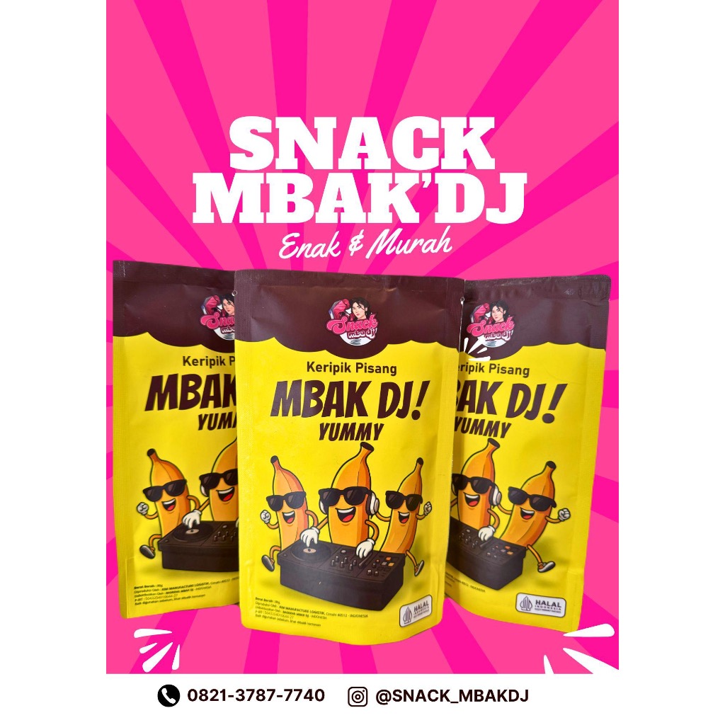 

Snack Mbakdj Kripik pisang coklat /banana Chips aneka rasa 80gram