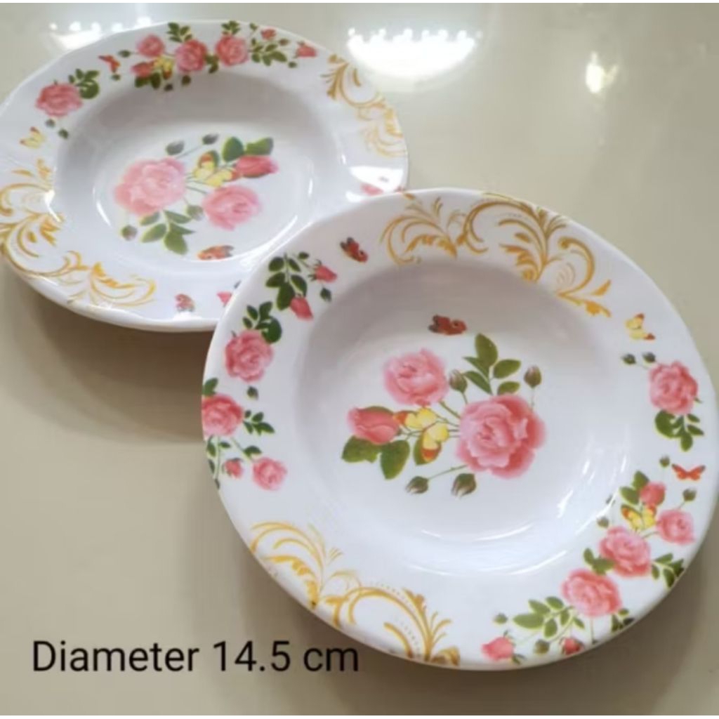 Piring tatak melamin bunga 6 inch/ Piring kecil melamin/ Piring kopi melamin bunga 6 inch