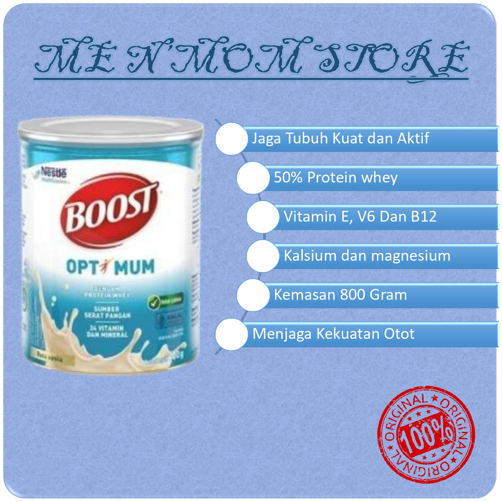 

Nestle Boost Optimum 800 Gr Exp Juni 2027 Susu Penambah masa otot