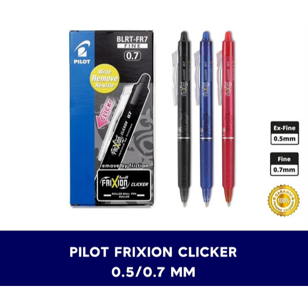

PULPEN PILOT FRIXION CLICKER ERASABLE 0.5 MM / 0,7 MM WARNA HITAM & BIRU