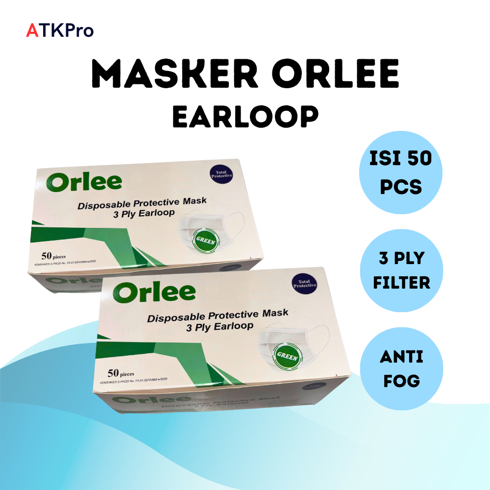 Masker Earloop Orlee Isi 50 Pcs Masker Murah 3Ply Orlee Isi 50