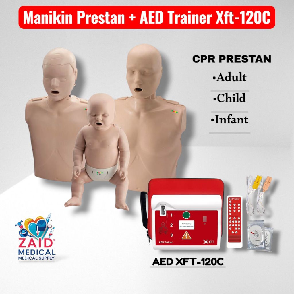 Phantom Manikin CPR Prestan with AED Trainer Xft-120C / CPR Training Dengan AED