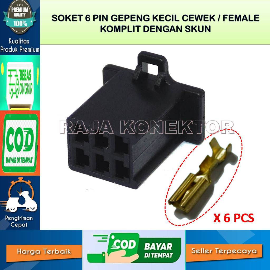 SOCKET KABEL MOTOR 6 PIN KECIL HITAM CEWE-SOCKET –SOCKET KABEL–6 PIN- SOCKET KABEL - SOCKET KABEL