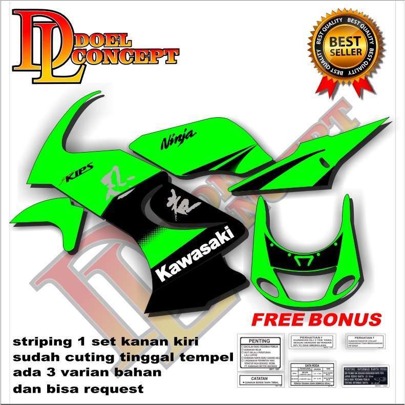 Stiker striping ninja rr old SE 2011 GEN 4 hijau Laminasi glosy