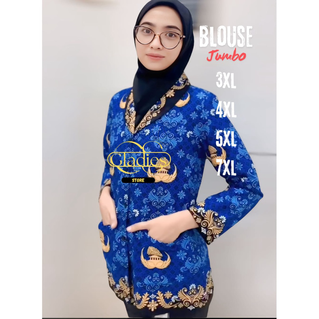 Korpri Wanita JUMBO Series Baju ASN PPPK Krah Hitam Blouse LD Besar