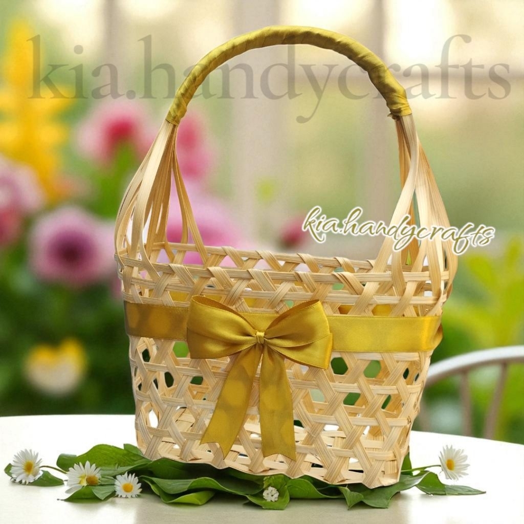 Tas Parcel Bambu Tas Rotan Anyaman Lucu Cantik Sudah Termasuk Hiasan DAN UCAPAN THANK YOU