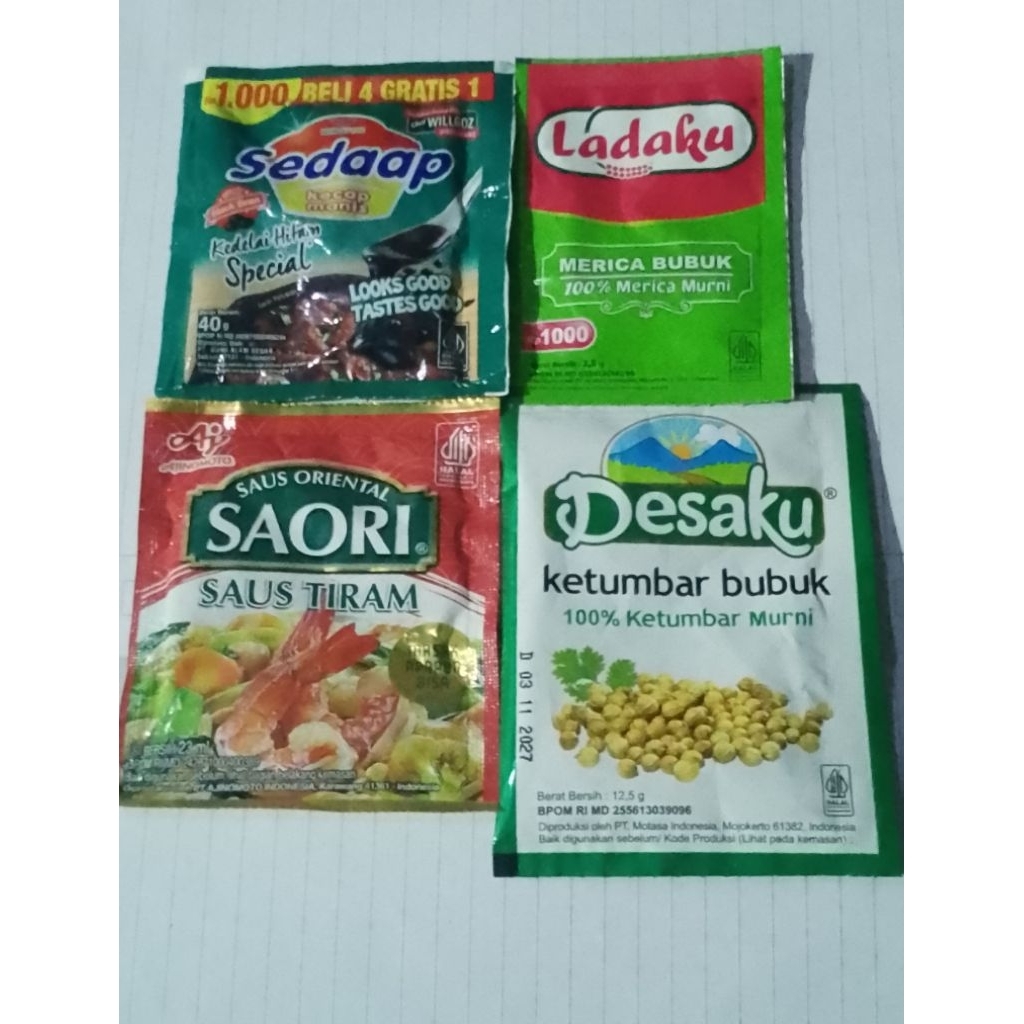 

Kecap Sedaap+Saori Saus Tiram+Ketumbar Bubuk+Ladaku Paket 3Ag (TRB150)