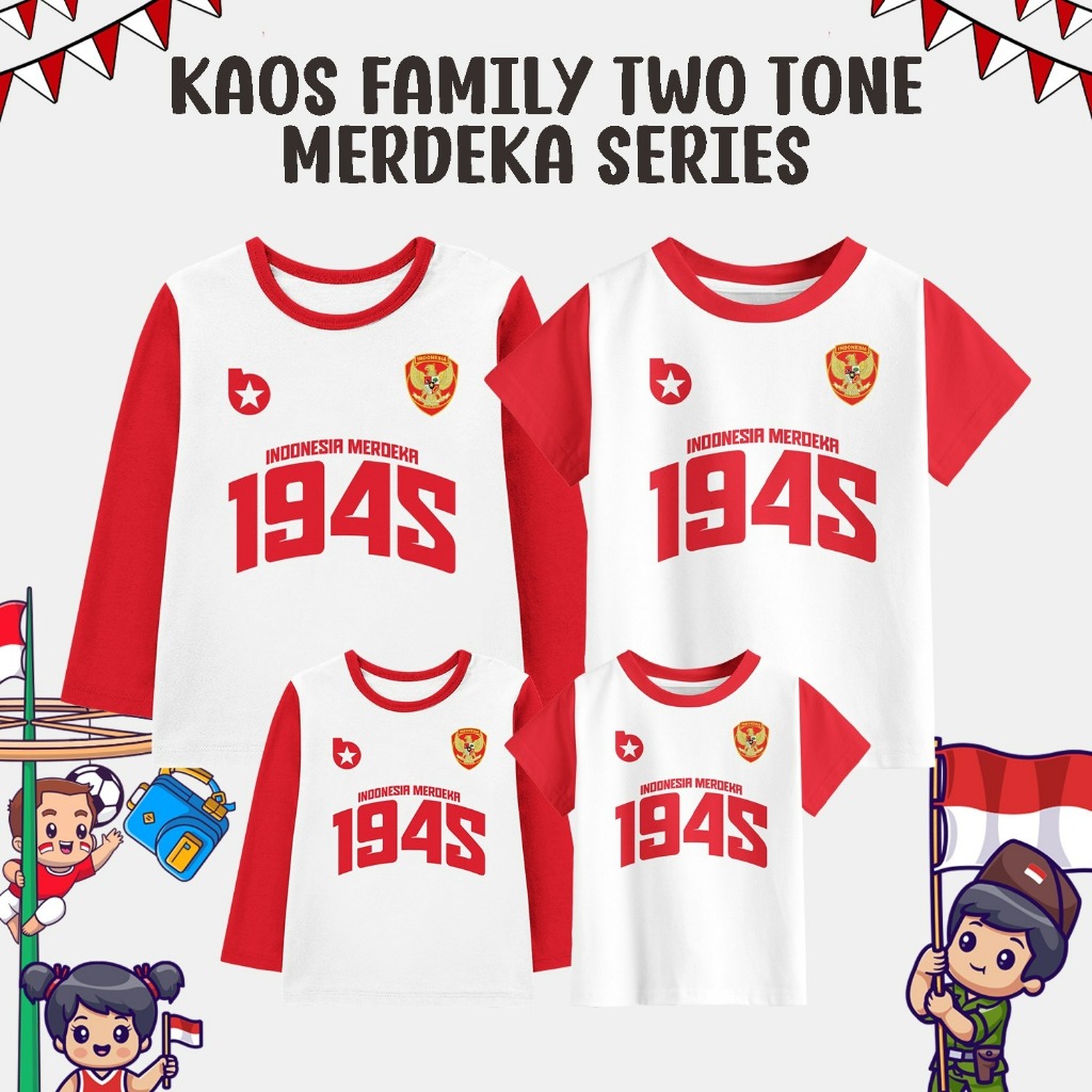 Kaos Twotone Family Couple 17 Agustusan Kemerdekaan Indonesia Merdeka