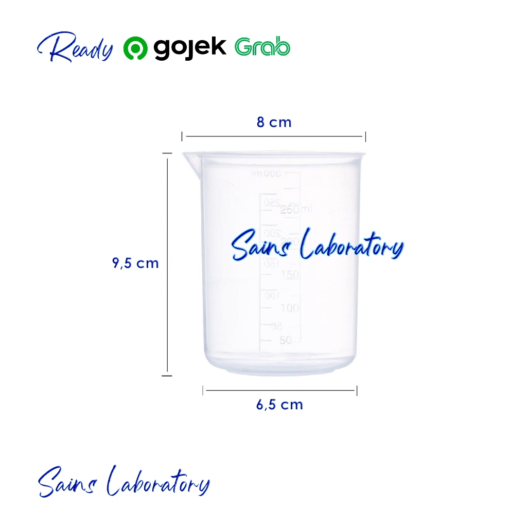 Gelas Beaker Plastik 250 ml Gelas Ukur Plastik Gelas Takar Plastik Measuring Cup Plastic 250 ml