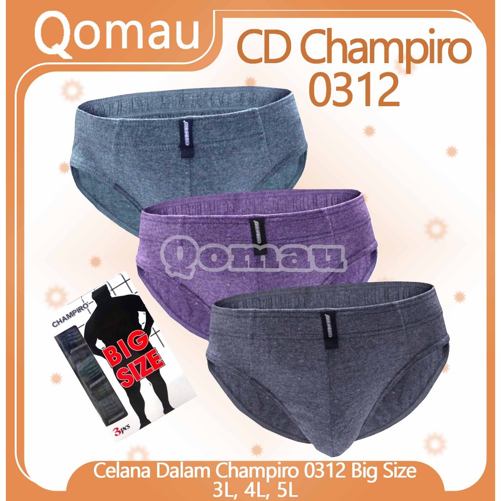 ( 3 pcs ) CD Champiro 0312 Big Size | Champiro Celana Dalam Pria BIG SIZE Brief C0312B - Qomau