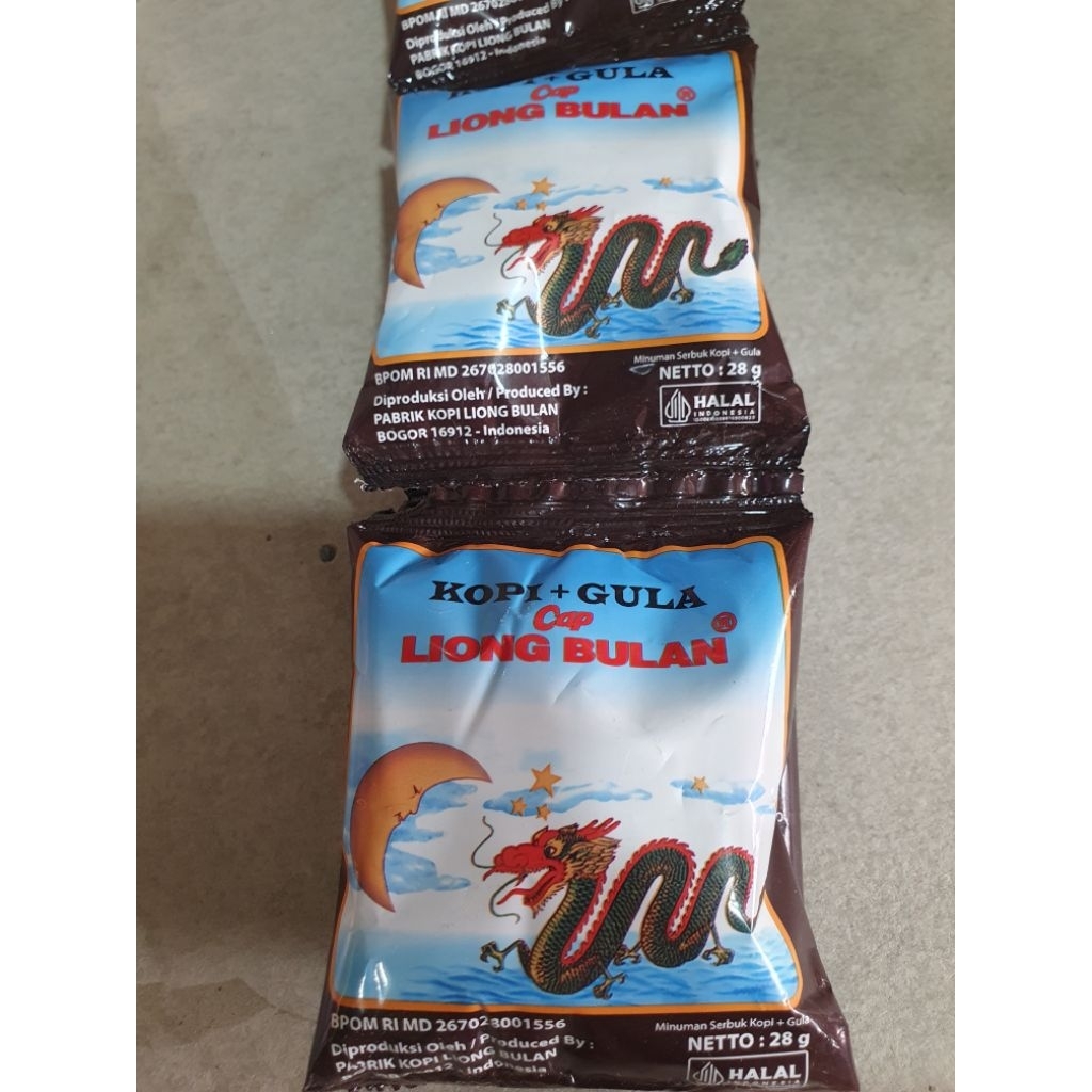 

Kopi Liong Cap Liong Bulan Kopi+Gula 1 Renteng isi 10 Sachet