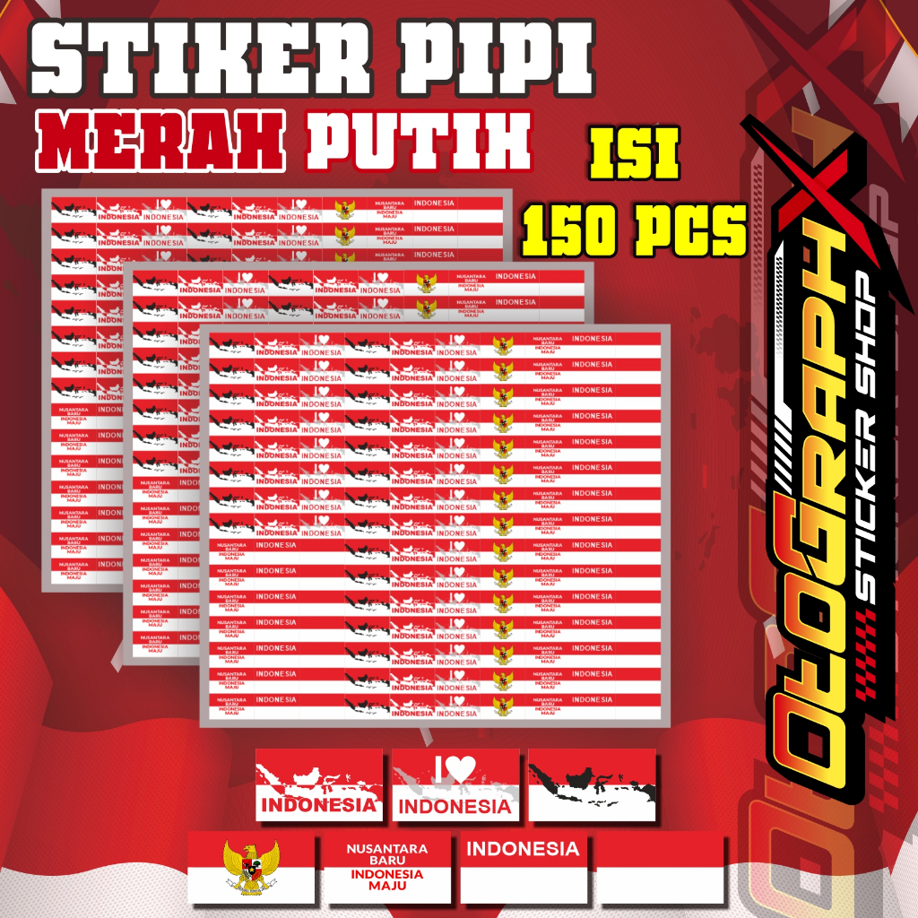

Stiker Tempel Bendera Indonesia Sticker Pipi – Isi 150 pcs / Lembar