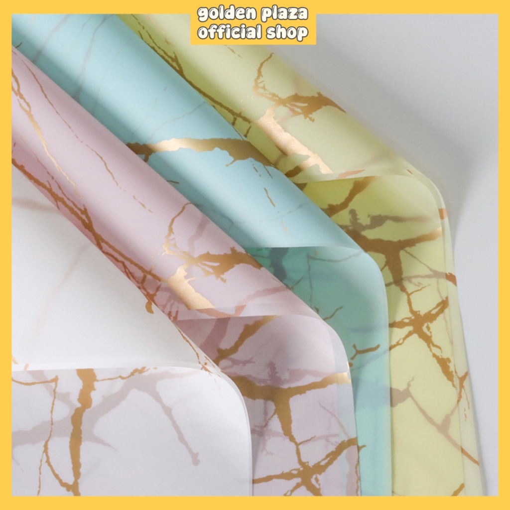 

Flower Wrapping Paper Marble Kertas Bunga Buket Motif Marble Gold Cellophane Florist KB6036
