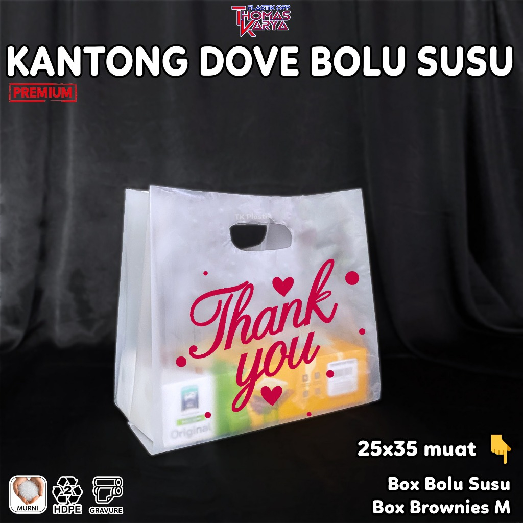 Plastik bento 25x35 THANK YOU MERAH isi 50 Tas Goodie Bag Snack Ulang Tahun Doff u/ Bento 4S