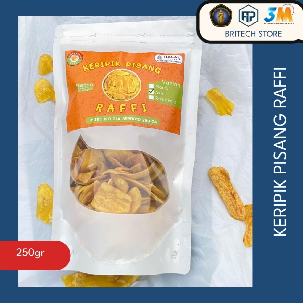 

Keripik Pisang Raffi Rasa Asin dan Manis 60 gr dan 250 gr