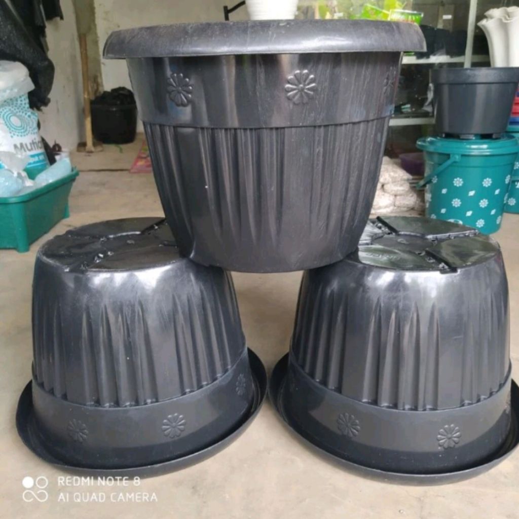 paket 3 pcs pot grace 40 hitam//pot besar 40 cm 3 pcs