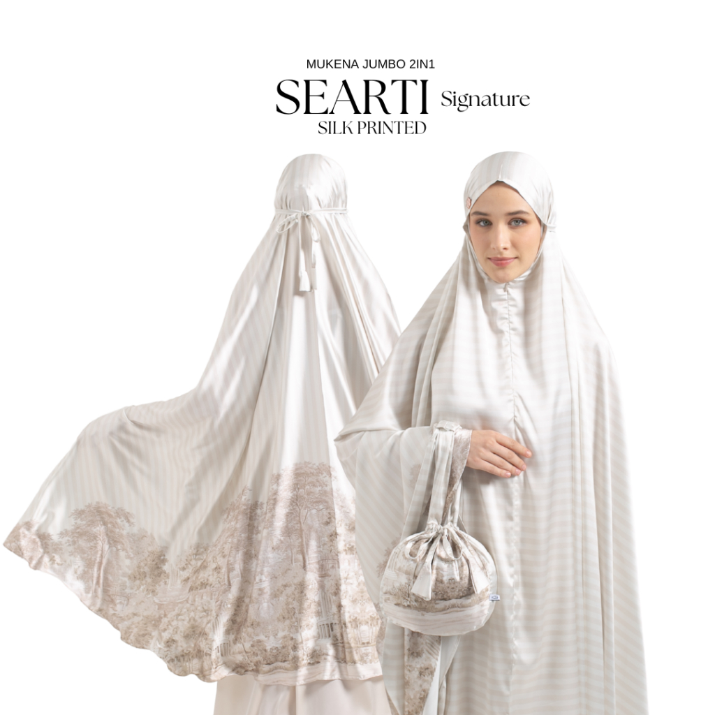 Kalapagi - Mukena Searti Series baru 2025 I JUMBO Dewasa Satin Silk Premium 3in1 Mukena Armani Motif