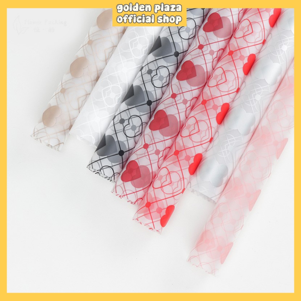 

(20 LEMBAR) Kertas Bunga Cellophane Flower Wrapping Paper Transparant Love Kertas Florist KB6104