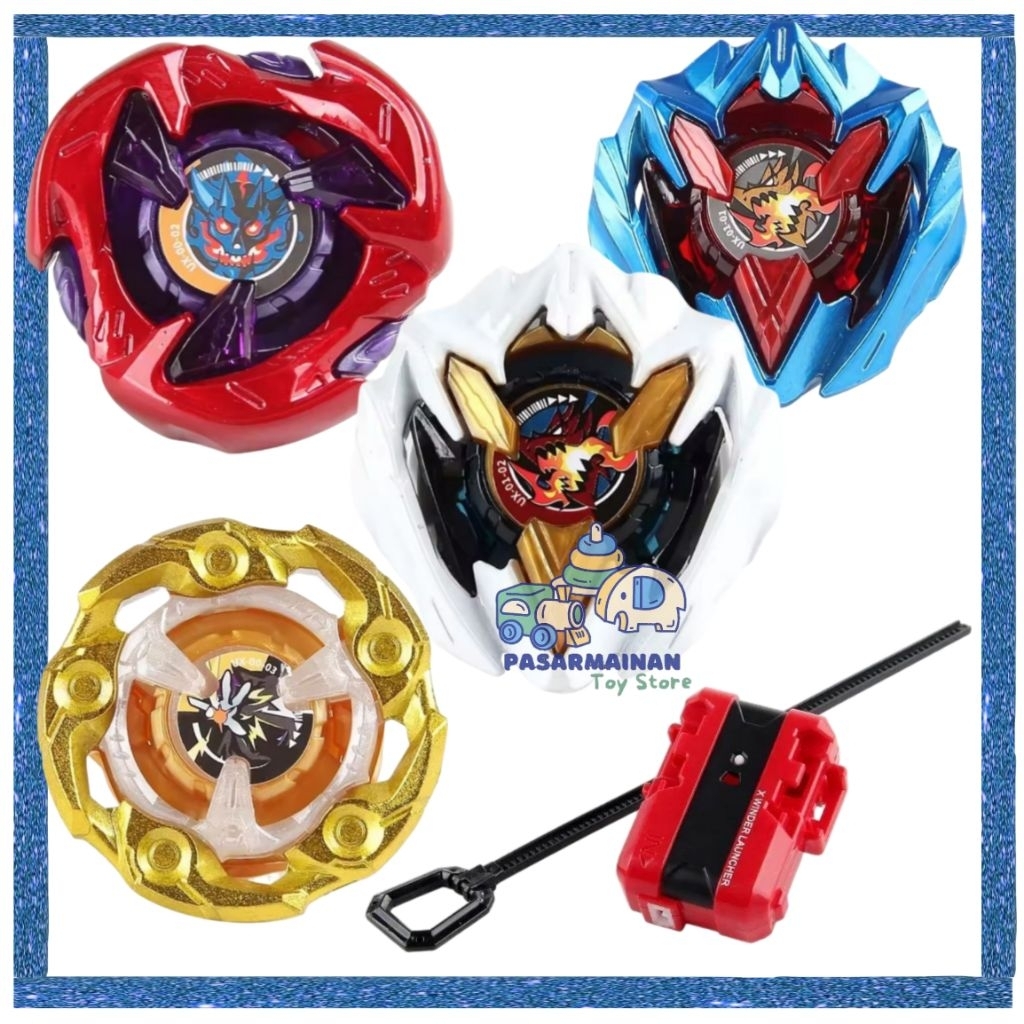 Mainan Gangsing Topgyro X Set Launcher Hellshammer Dransbuster Wizardrod