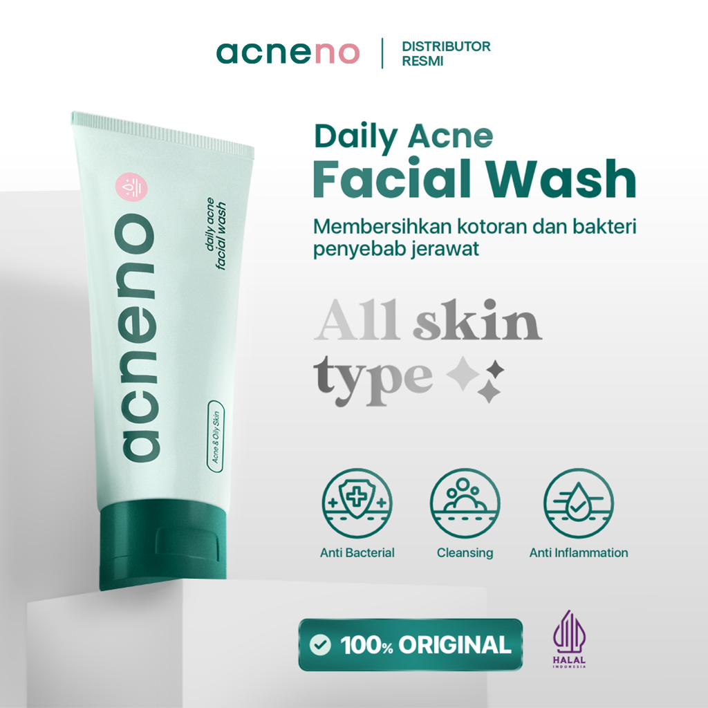 [STOCK TERBATAS] ACNENO Daily Acne Facial Wash - Pembersih Wajah | Atasi Jerawat | Isi 80ml