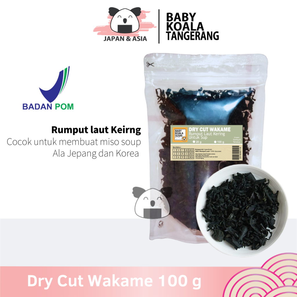 

DRY WAKAME Rumput Laut Kering 100 g │ Dried Cut Wakame Import for Miso Sup Ramen Udon -BKT