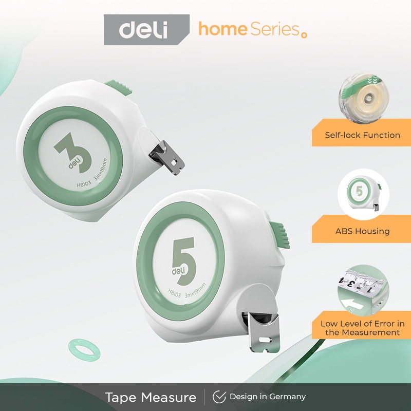 Deli Tape Measure/ Meteran Tukang 3-5M ABS Kunci Manual H810X