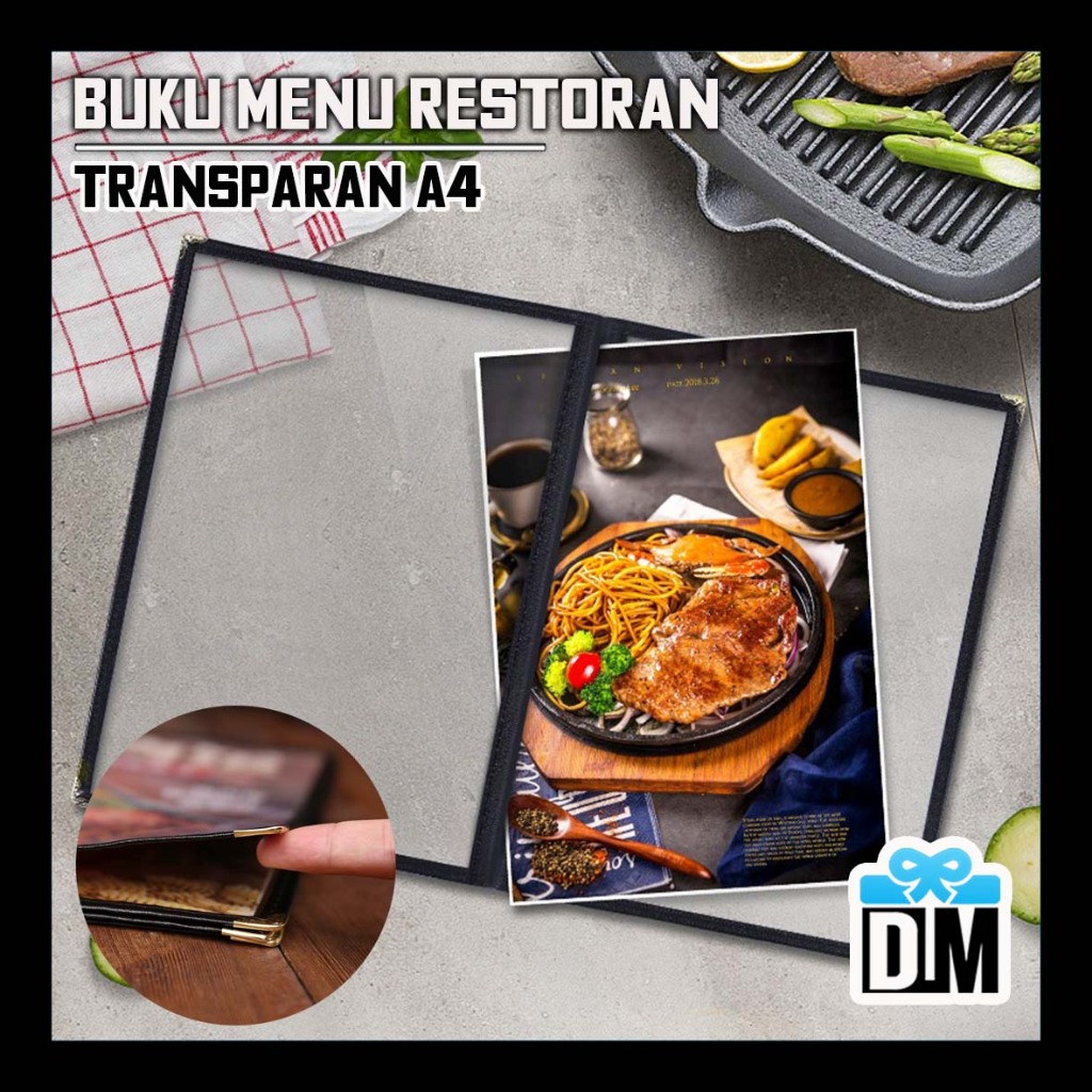 

Buku Menu Book Restoran A4 Transparan Flexibel Cabut Pasang Jilid Cover Kulit Jahit Awet Tebal Rapih Waterproof Anti Ciprat Minyak Air