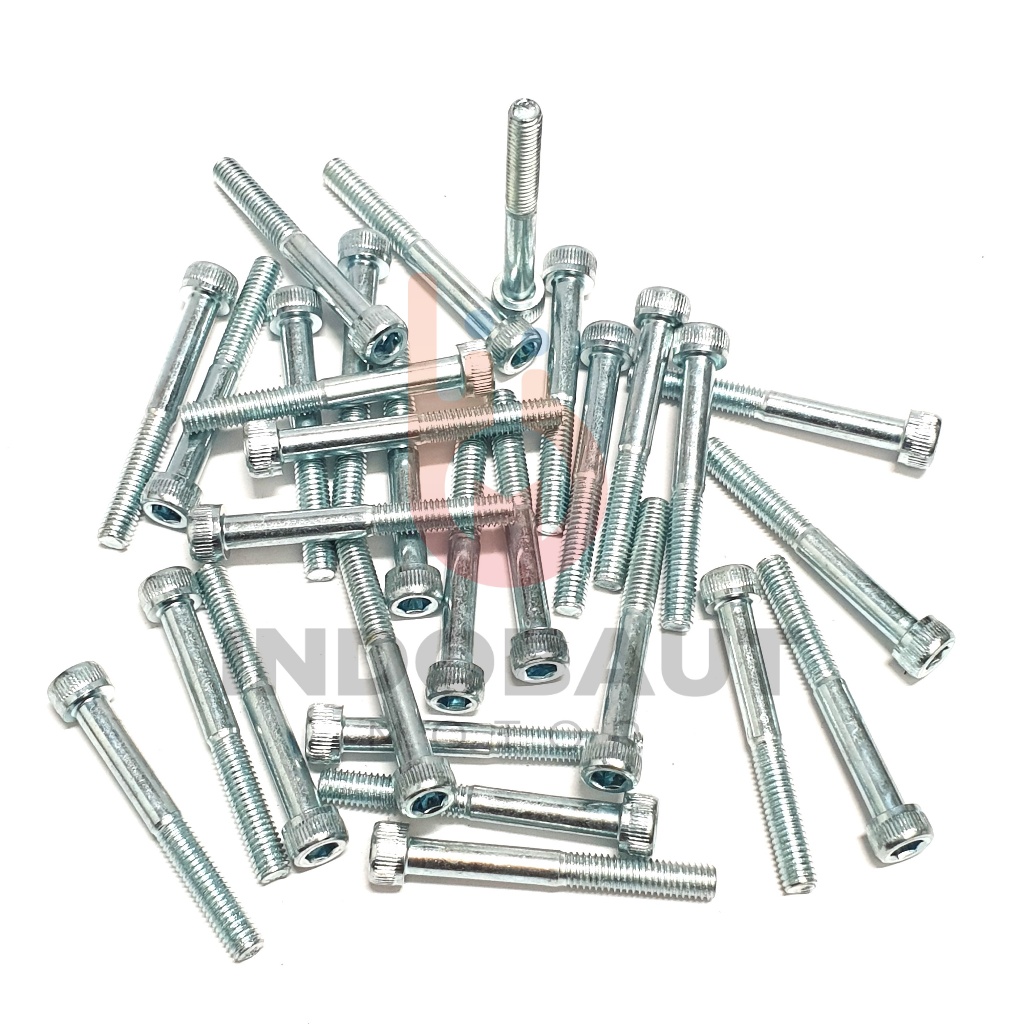 10 - 100 PCS Baut L Galvanis 6x50 Drat Halus Ulir 10 Kunci L5 M6x50 6mm Putih