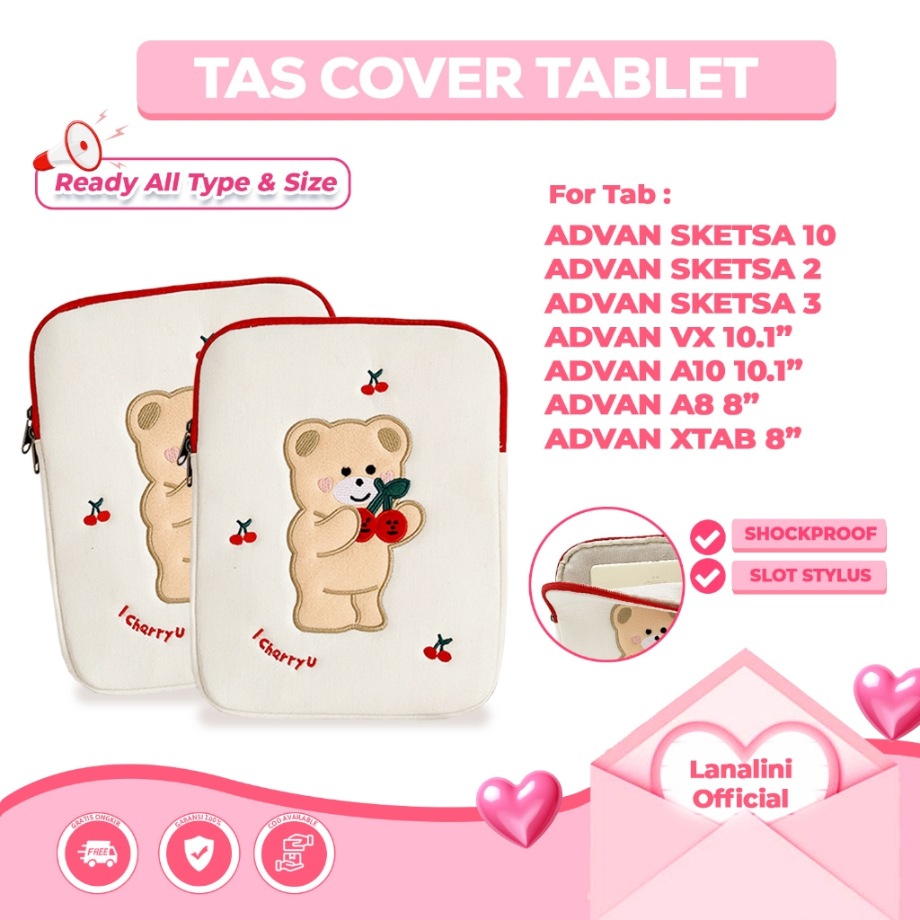 Tas Case Advan Sketsa 10 2 3 2023 VX Neo Lite Xtab X7 A10 A8 8 10.1 10.4 10 Inch Tablet Cover Sarung