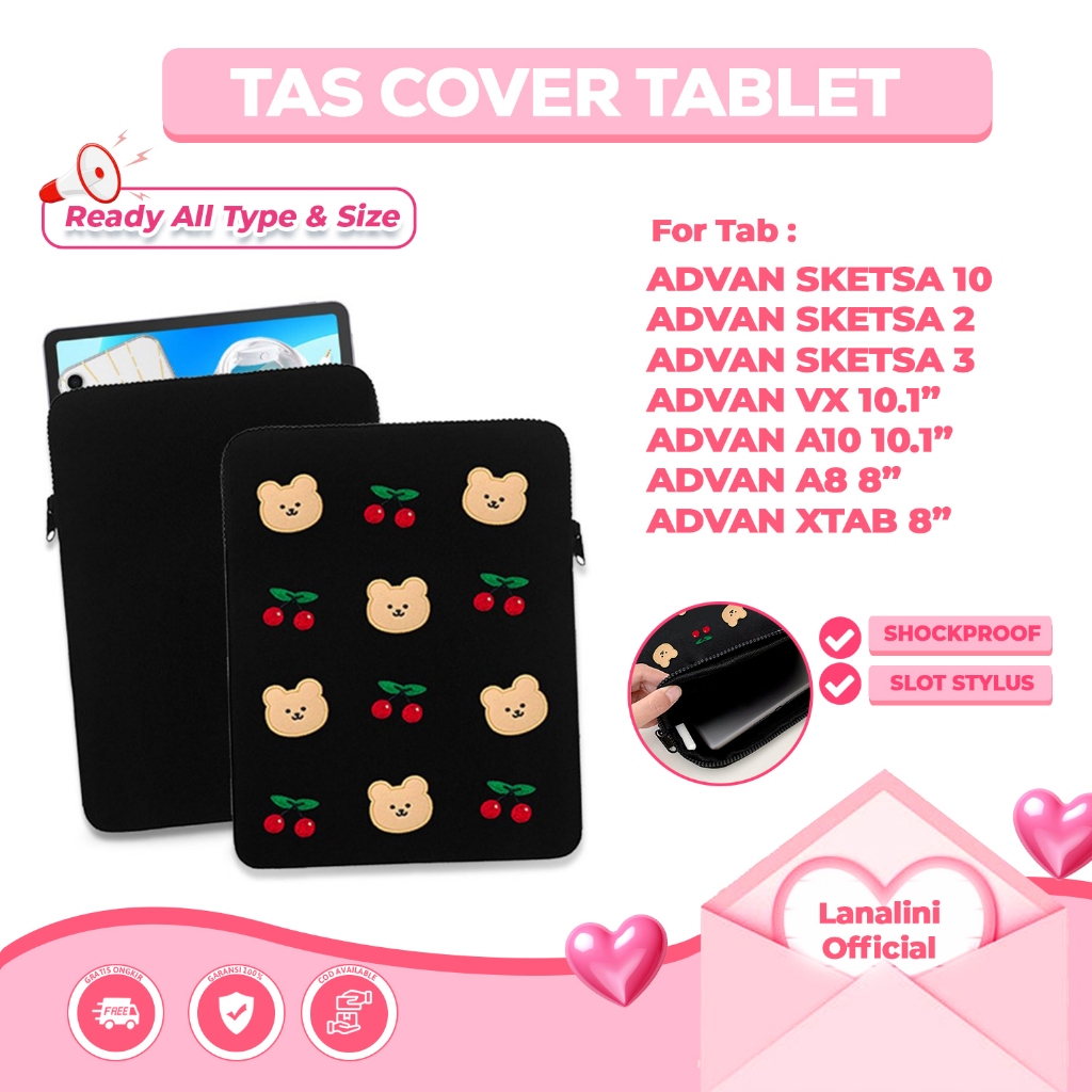 Tas Tablet Case Anti Bentur Sleeve Advan Sketsa 10 2 3 2023 VX Neo Lite Xtab X7 A10 A8 8 10.1 10.4 1