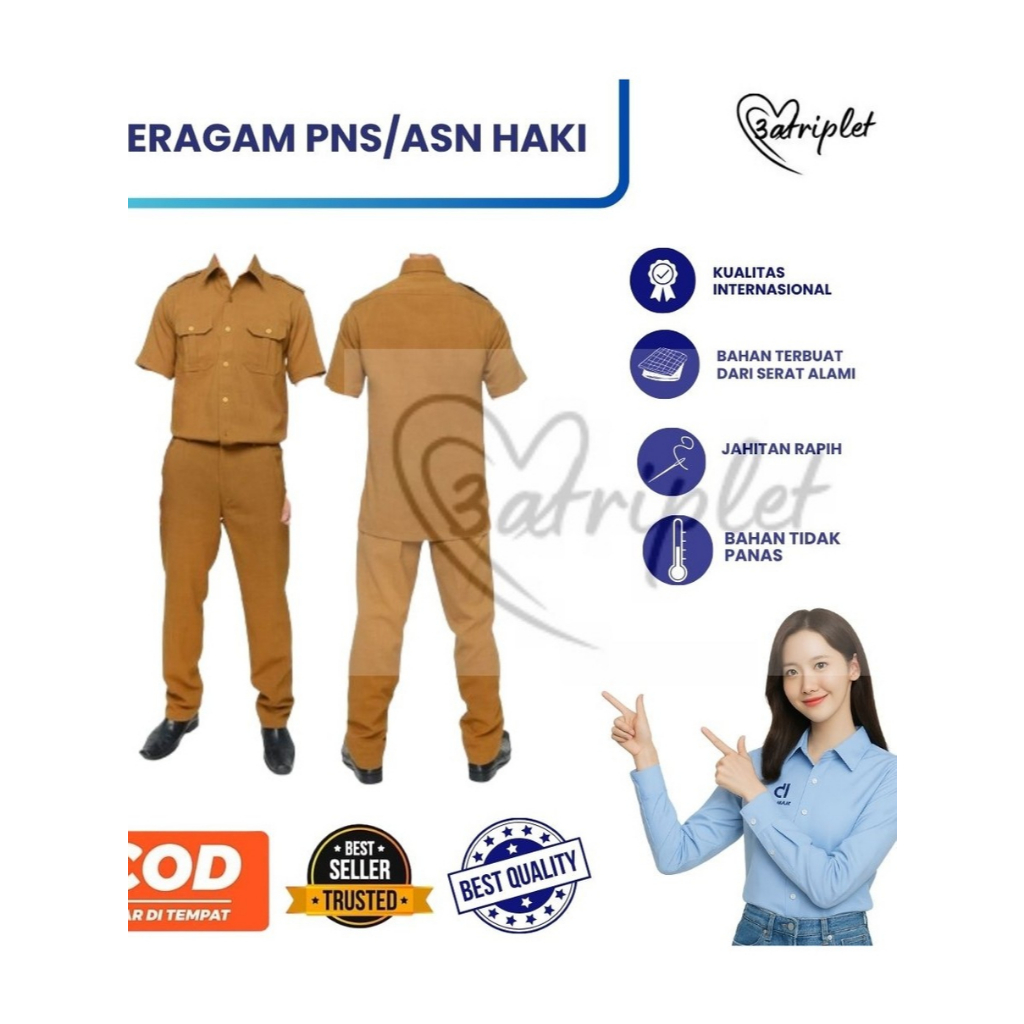 SERAGAM PNS PRIA WARNA KHAKI / BAJU SERAGAM PEMDA WARNA KHAKI / SERAGAM PNS