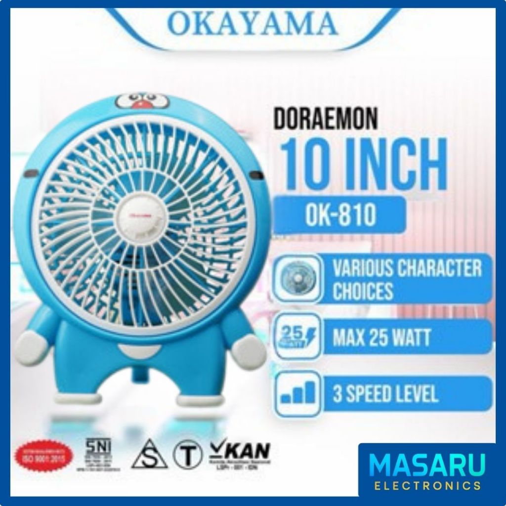 KIPAS ANGIN KARAKTER LUCU 10 INCH OKAYAMA kip as kipas angin