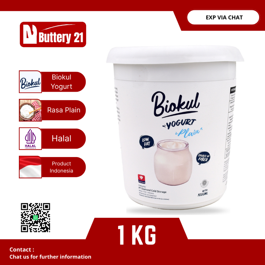 

BIOKUL YOGURT PLAIN 1 KG/BIOKUL YOGURT TANPA RASA 1 LTR/YOGURT PLAIN