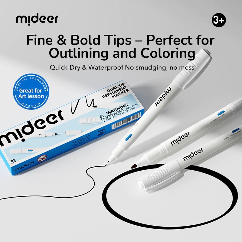 

Mideer Dual Tip Permanent Marker Spidol Permanen Dua Sisi