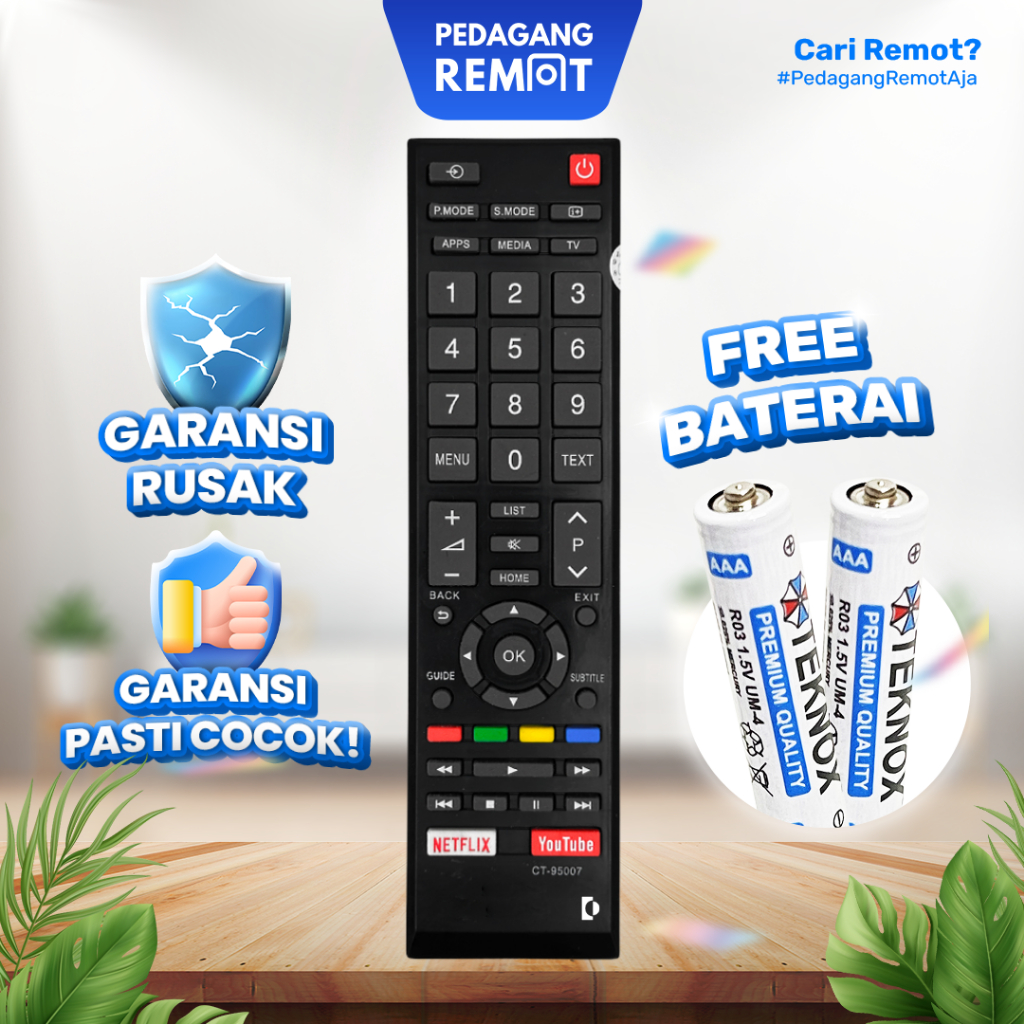 Remote TV Android Smart LED LCD, Kompatibel dengan Tipe CT-95007, 32L5995, 43L5995, 49L5995, dan Ser