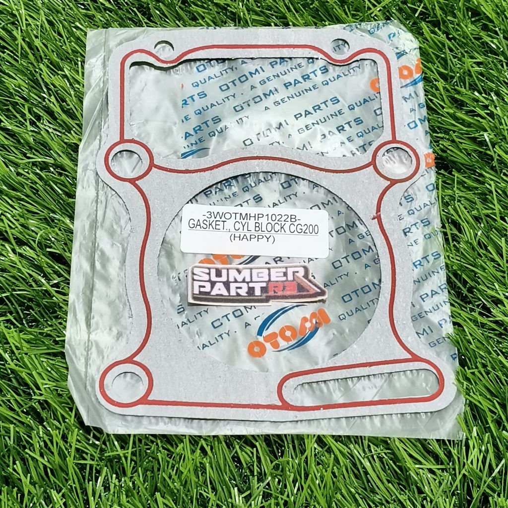 (otomi) hp1022b gasket cylinder blok bawah happy 200cc perpak paking silinder blok boring seher - se