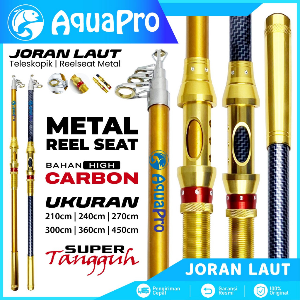 Aquapro Joran Pancing Portable Hh Carbon Joran Laut Telescopic Antena Tongkat Pancing Ikan Laut