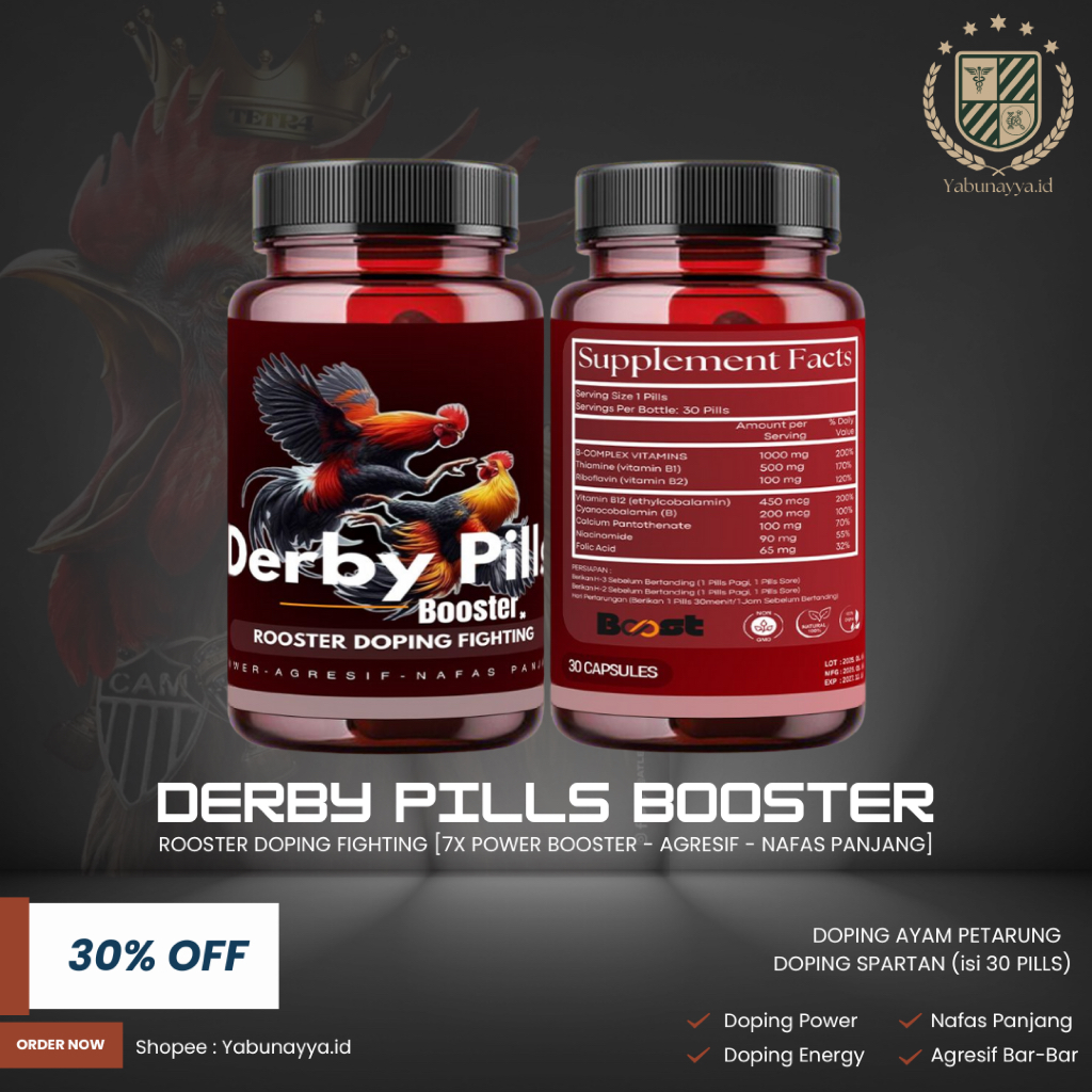 DERBY PILLS BOOSTER - Rooster Doping Fighting [7X POWER BOOSTER - AGRESIF - NAFAS PANJANG] Doping Ay