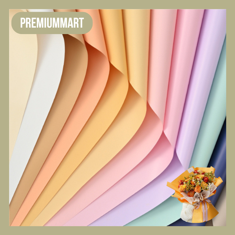 

20 Lembar Kertas Buket Polos Solid Full Color Cellophane Plain Soft Pastel KB04