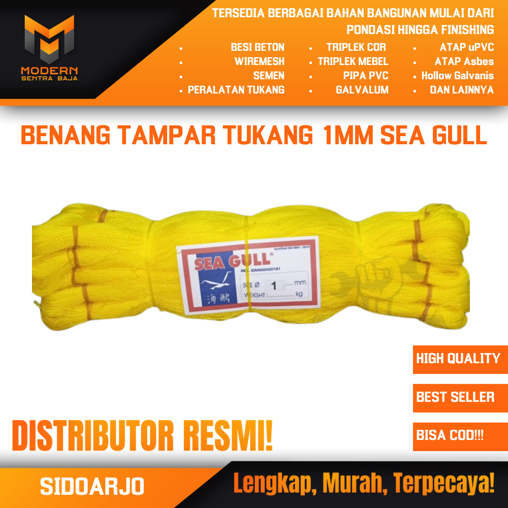 

Benang Tukang Kuning / Tali Tambang merk Seagull tebal 1mm