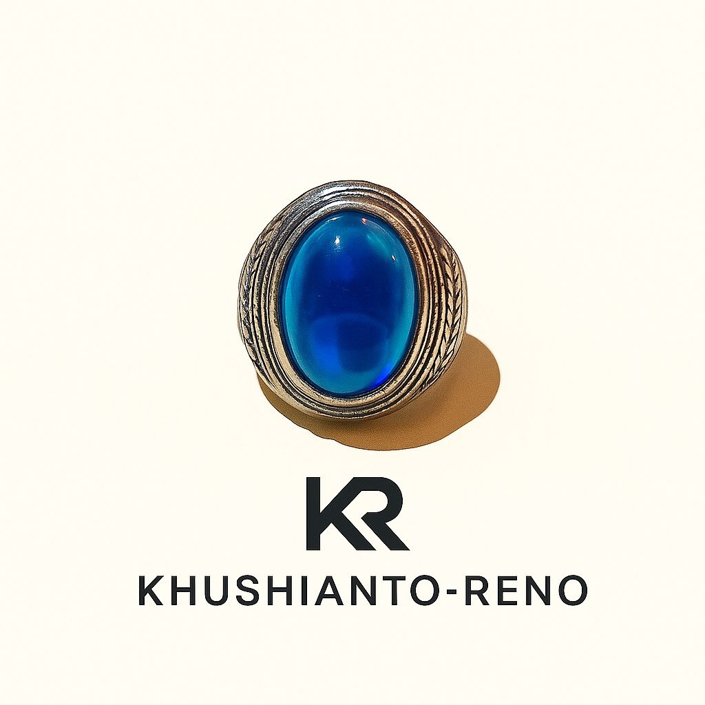 Cincin Batu Blue King Safir Asli Biru Tua Elegan Kristal Mewah Pria Wanita