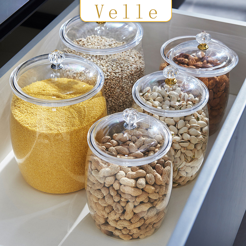 NEW!!! VELLE Toples Gentong Set 5 in 1/ Toples Akrilik Jumbo Kedap Udara/ Wadah Plastik Kedap Udara