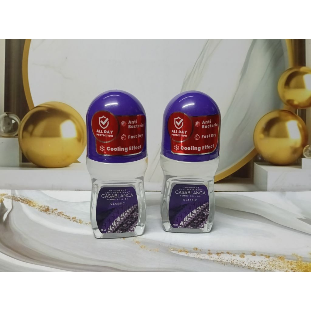 ( 2 Botol ) Casablanca Deodorant Roll on 50 ml Classic - unggu