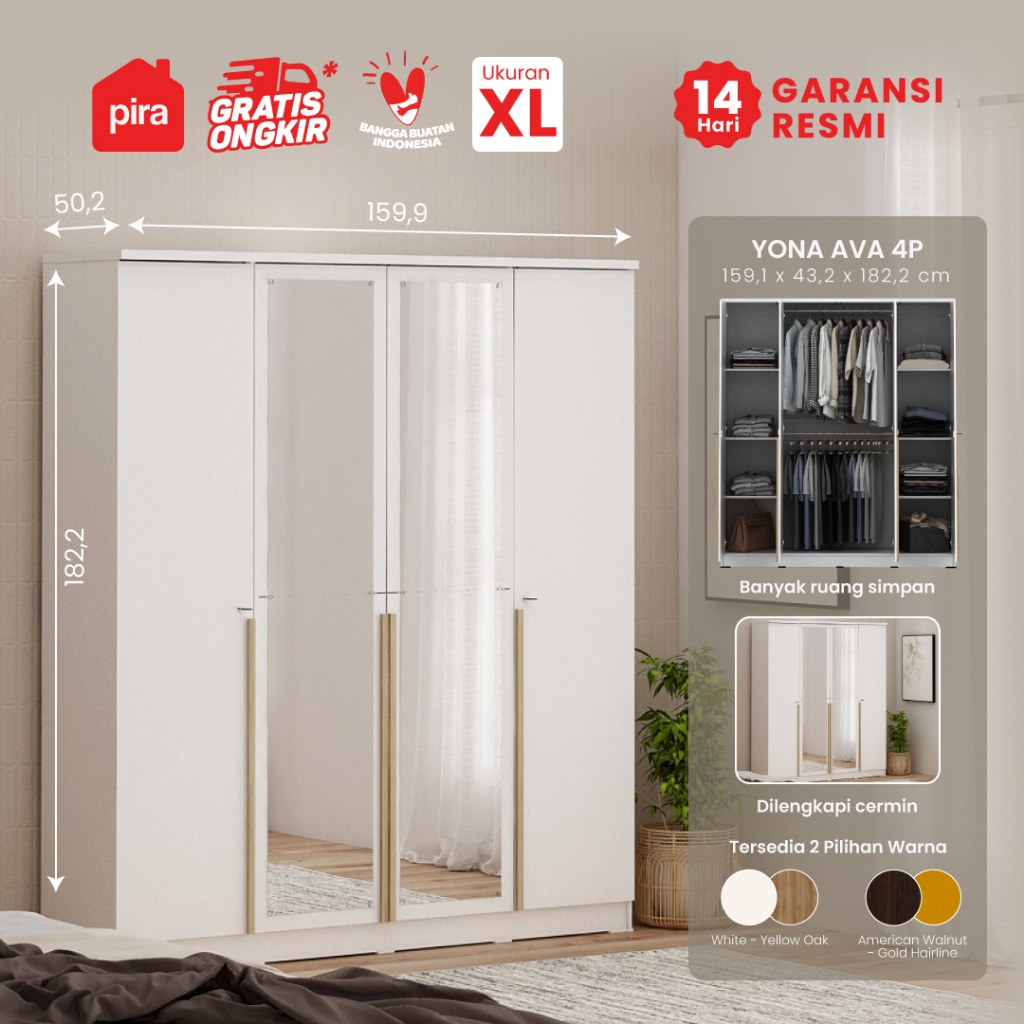 Pira Metropolis - Yona AVA 4P Lemari Pakaian 4 Pintu
